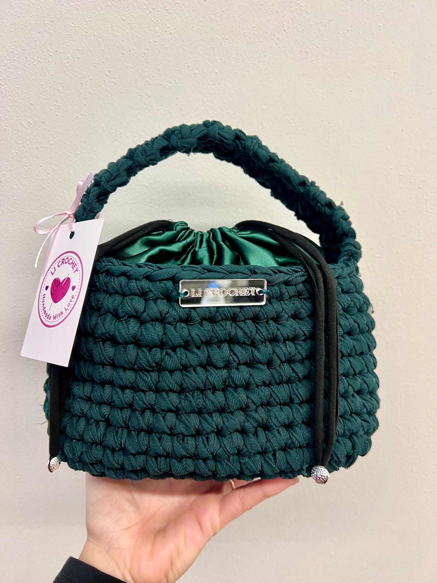 Borsa a secchiello effetto jeans verde👖💚