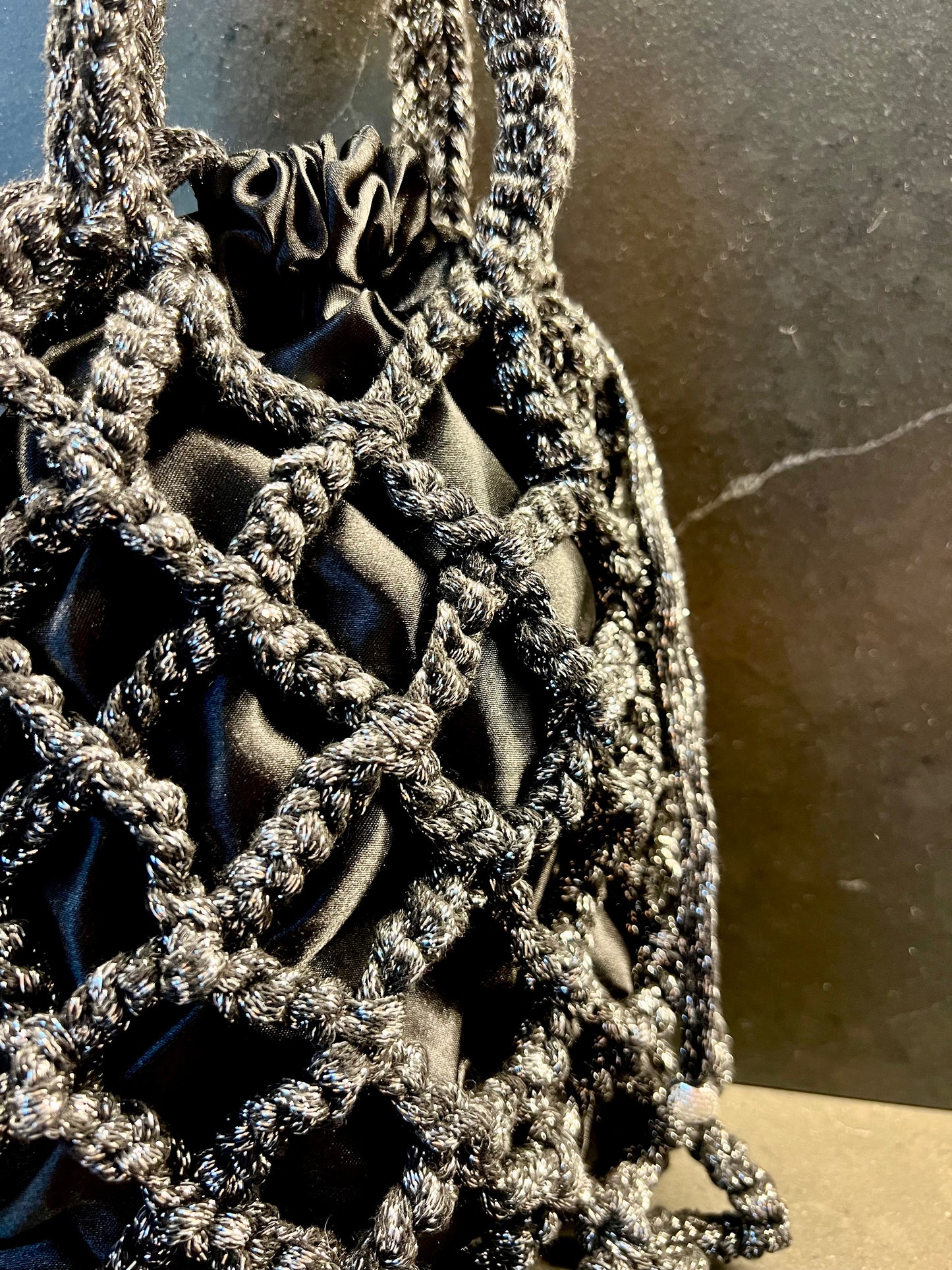 Crochet bag nera lurex argento 🖤