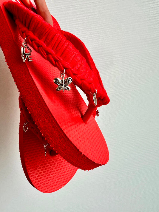Infradito crochet con charms tg 37 rosso arancio ❤️🧡