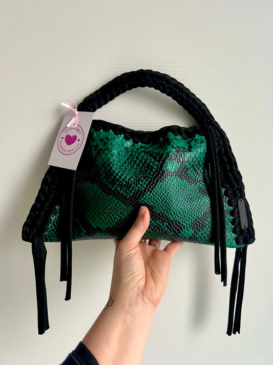 Borsa in vera pelle pitonata misura media 💚🖤