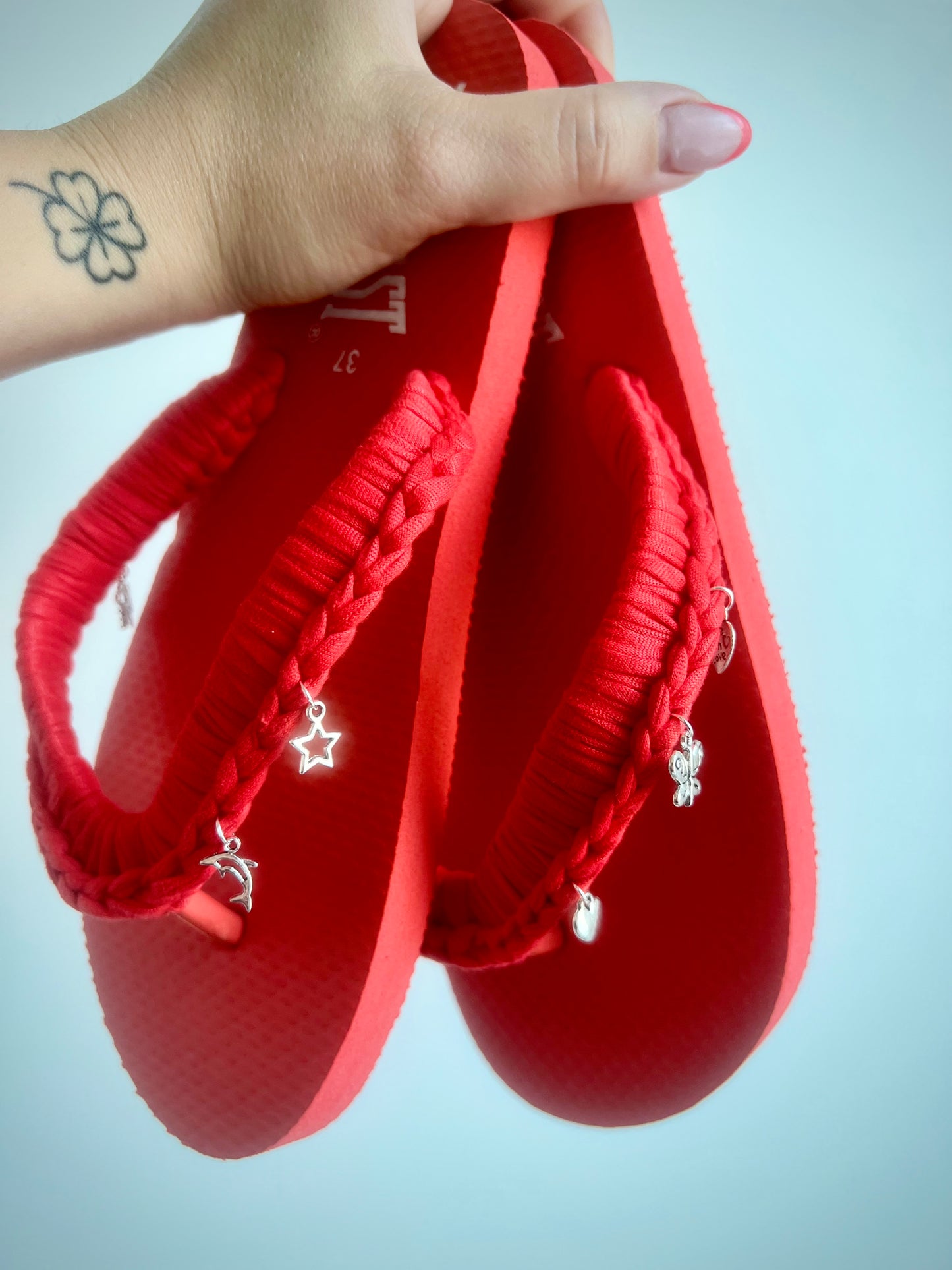Infradito crochet con charms tg 37 rosso arancio ❤️🧡