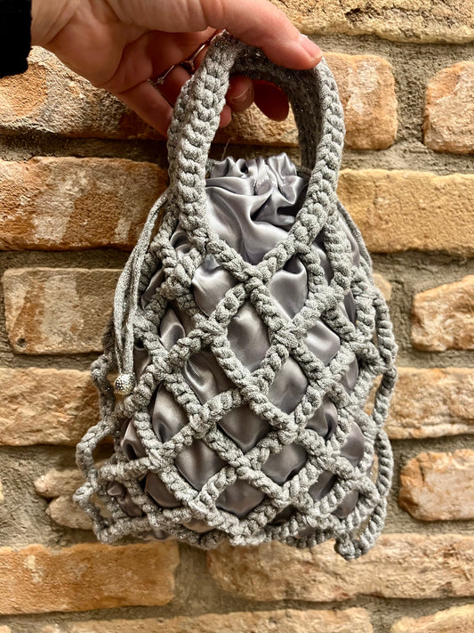 Crochet bag lurex argento 🩶