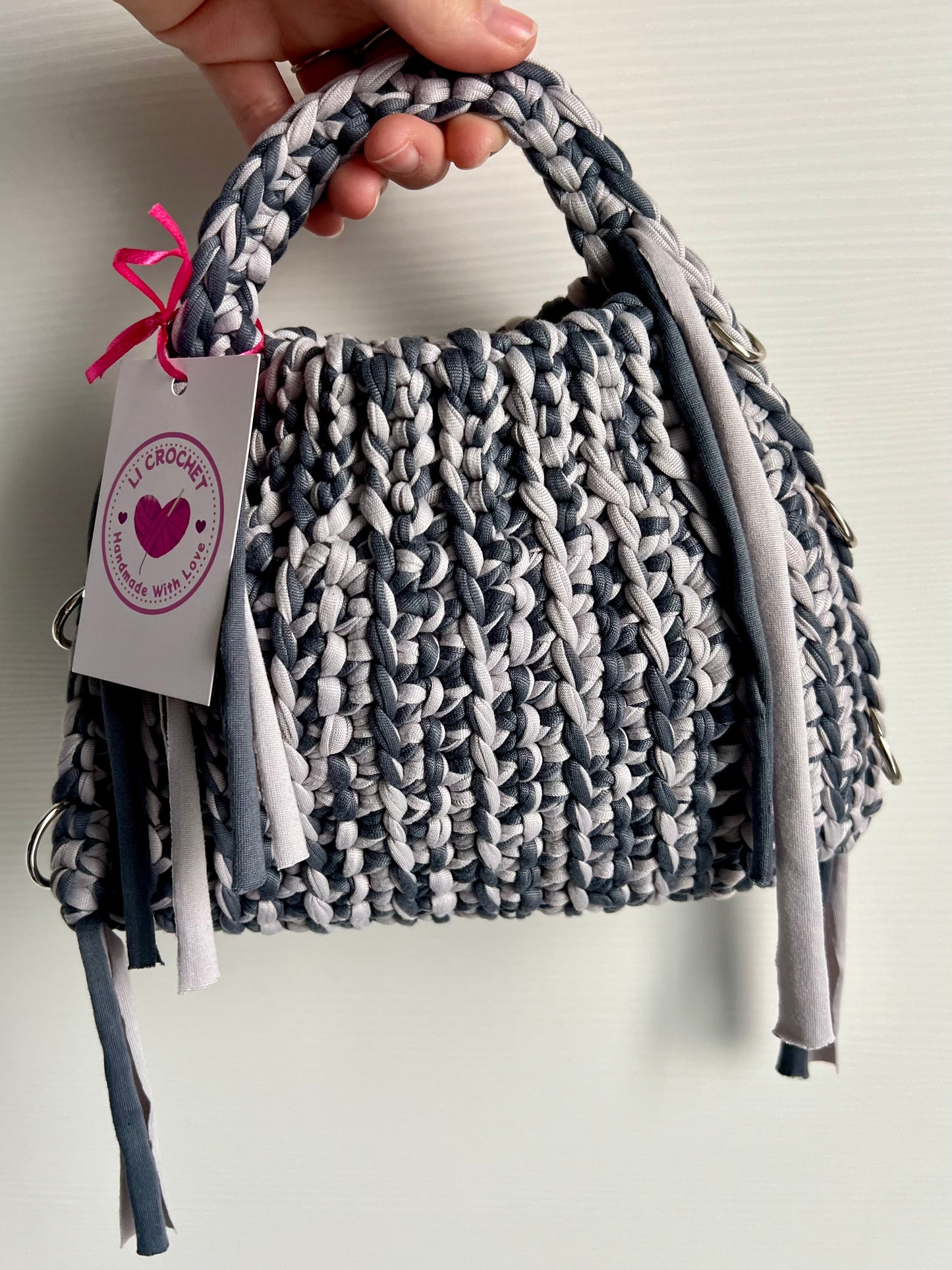Crochet bag con anelli💖💚💙🤎🩶🖤