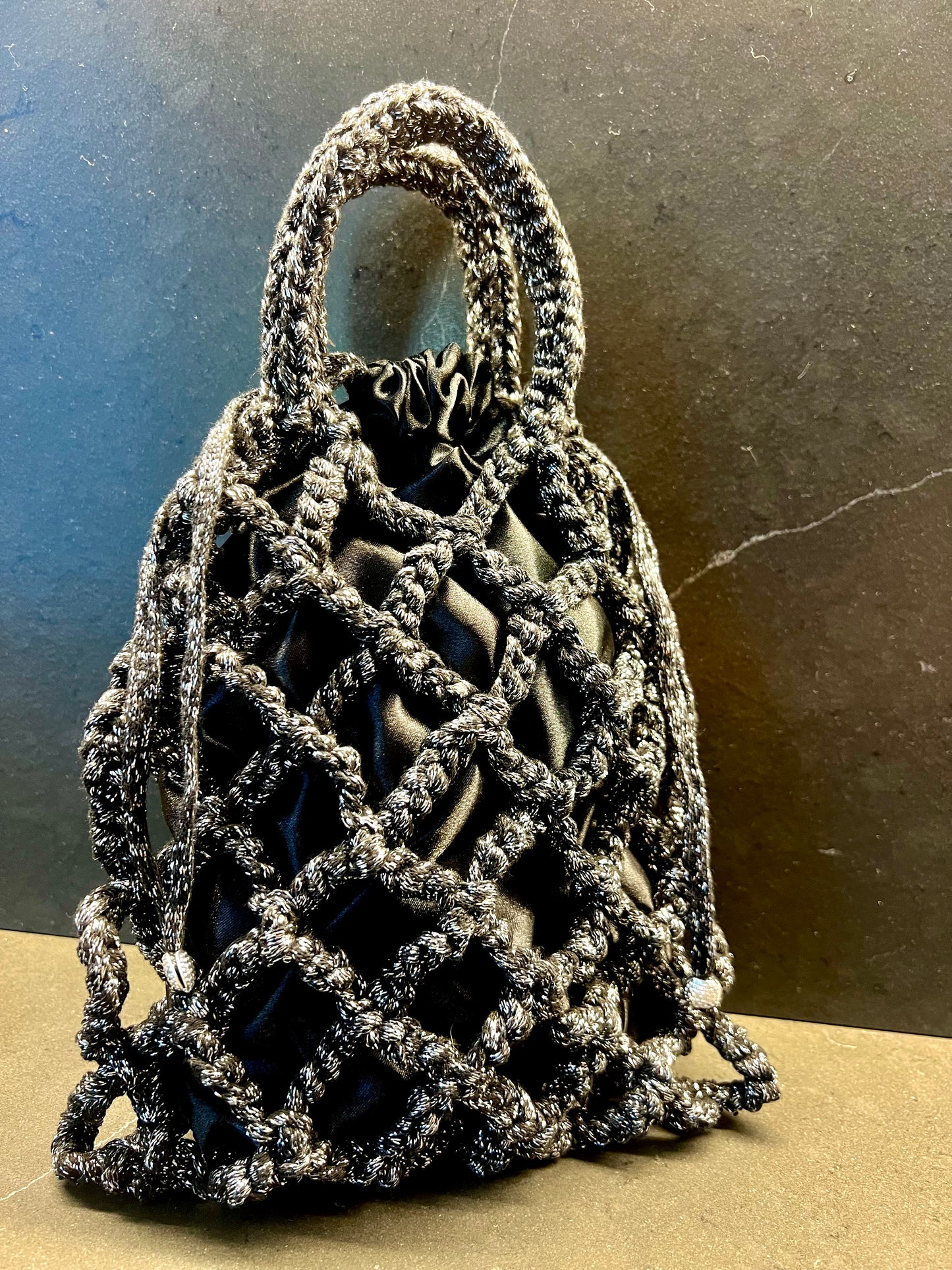 Crochet bag nera lurex argento 🖤